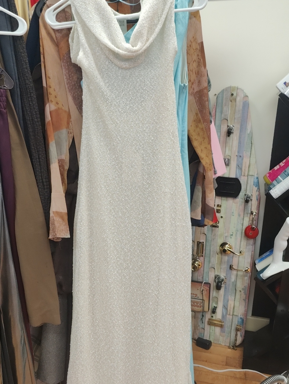 Zara Cream Cowl-Neck Maxi Dress